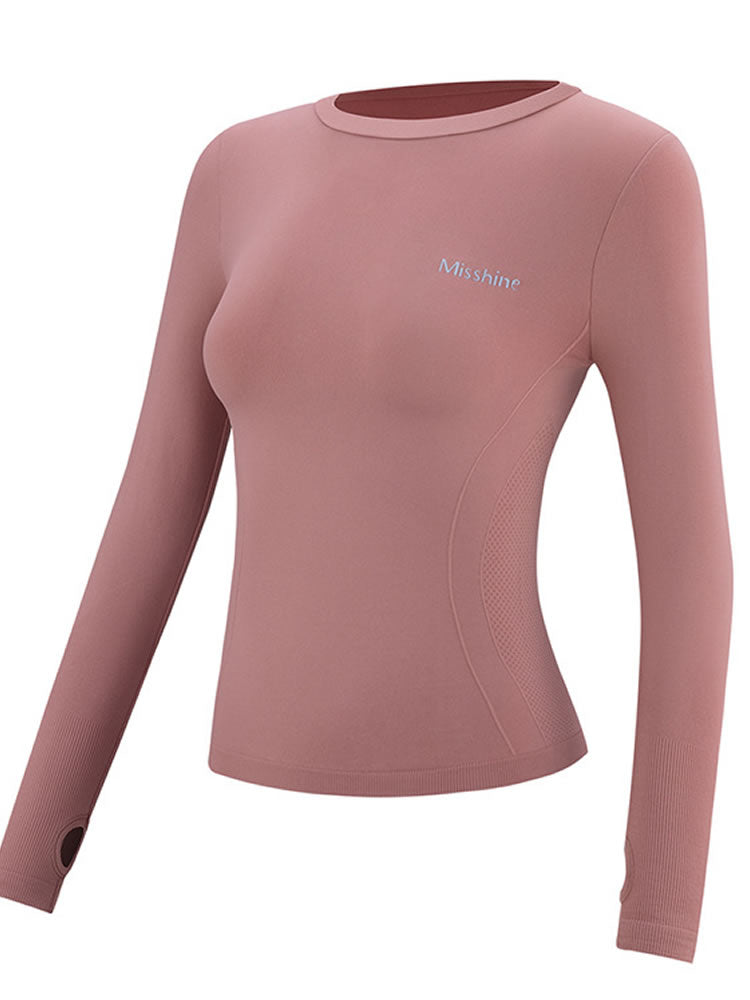 Women's Quick-Dry Skinny Slimming Solid Color Long Sleeve Yoga Wear