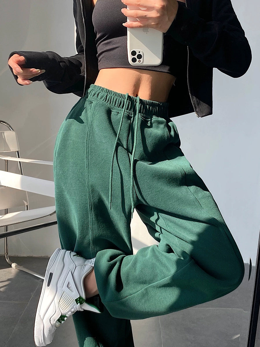 Fashion High Waist Loose Tappered Sports Pants Drawstring