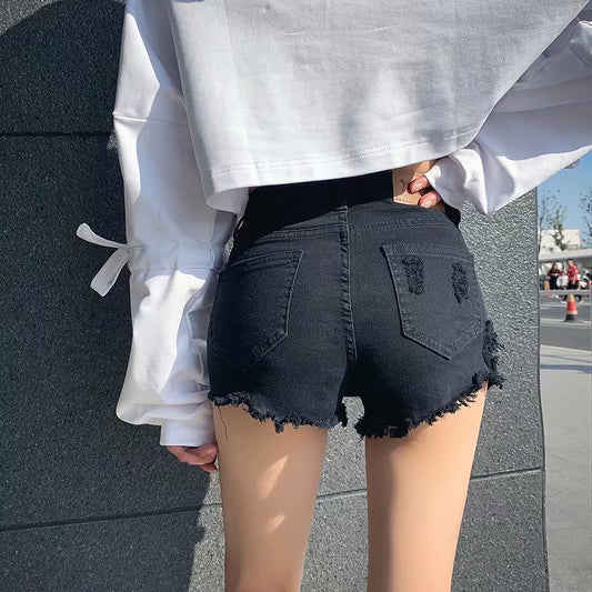 Jeans 2023 Summer Wear New Sexy Tight Black Denim Shorts Denim Shorts Women's Stretch All-Matching Sheath High Waist Hot Pants