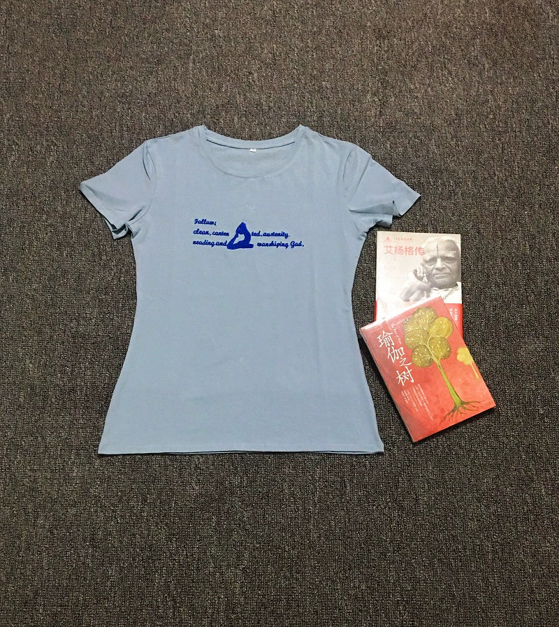 Verão Nova Chegada Iyengar Yoga Roupas Manga Curta Camiseta Top Feminino Silm Fino Algodão Elástico Alto Absorção de Transpiração Propriedade Boa