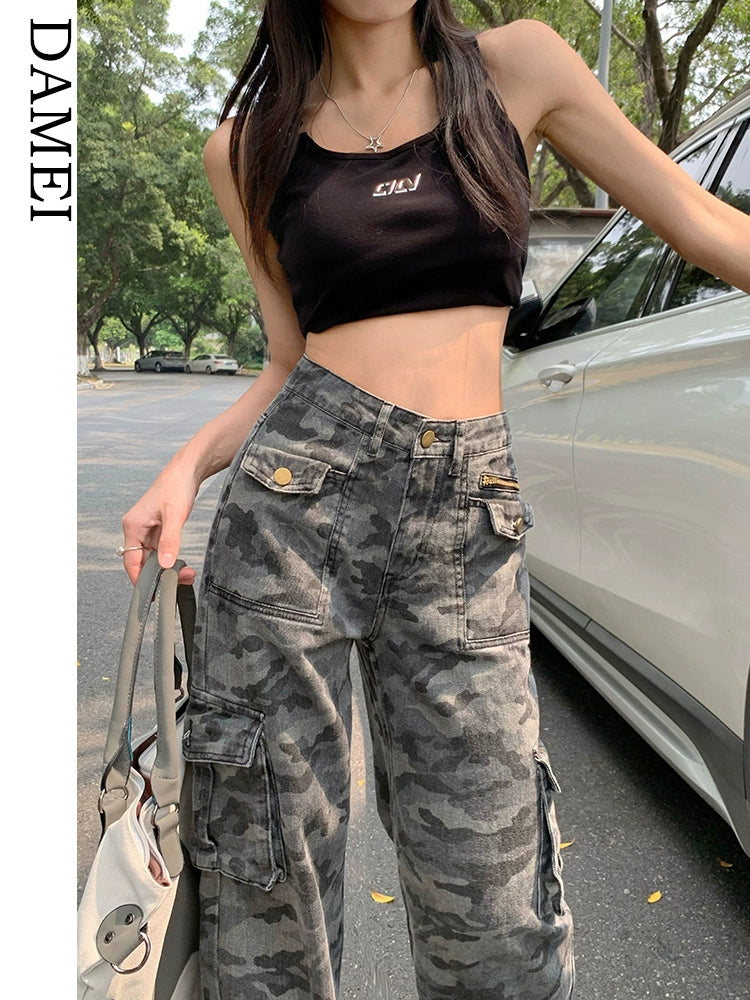 American Denim Camouflage Clothing Retro Hiphop Cargo Pants