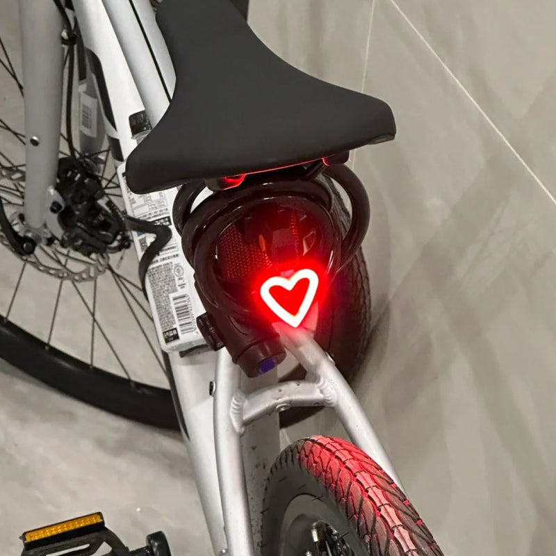 Mountain Bike Night Travel Taillight Night Riding Lights Road Bike Adapted to Giant Heart Taillight Warning Creative