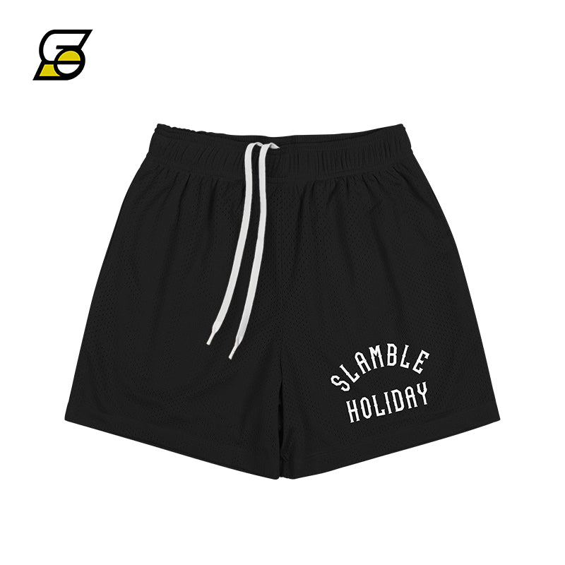 Slamble Summer Holiday Double-Layer Mesh American Shorts Men's Quick-Drying Breathable Basketball Sports Pants Cropped Pants