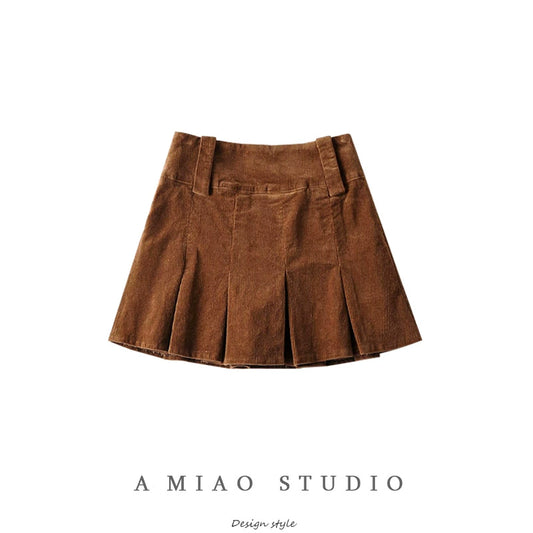 American Retro Fashion Tape Fall and Winter Corduroy Skirt