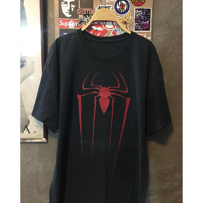 Maychao Spider-Man Spider Short Sleeve T-Shirt Men's Summer Heavy Weight Oversize Loose round Neck Half-Sleeved Blouse