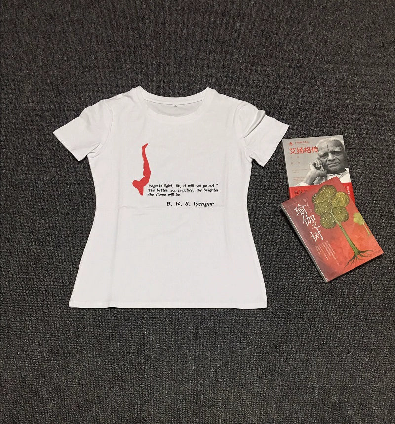 Verão Nova Chegada Iyengar Yoga Roupas Manga Curta Camiseta Top Feminino Silm Fino Algodão Elástico Alto Absorção de Transpiração Propriedade Boa