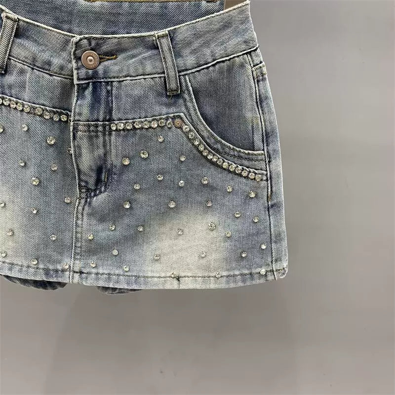 Summer Light Blue Sexy A- line Sheath Denim Skirt