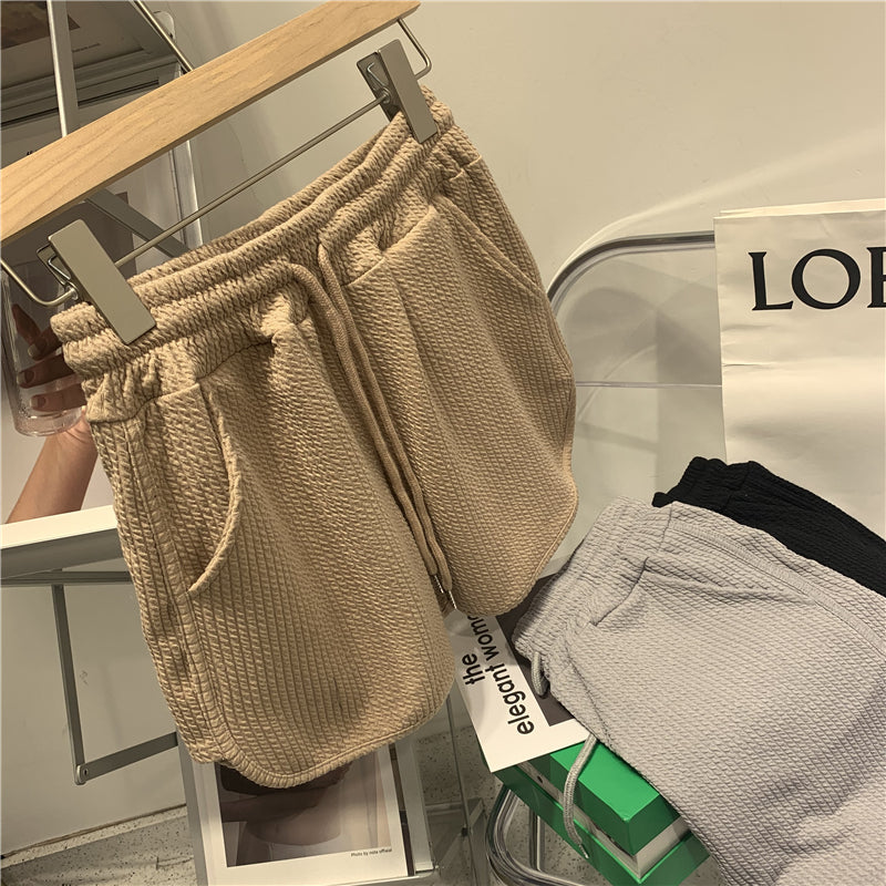 Cable Stitch Texture Casual All-Matching Wide Leg Sports Shorts