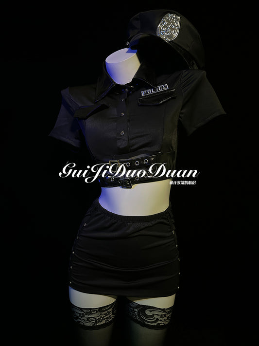 GJ Trick "Bad Police Woman" Sexy Qqny Policewoman Uniform Suit Cos Costume Business Wear Sexy Night Dress