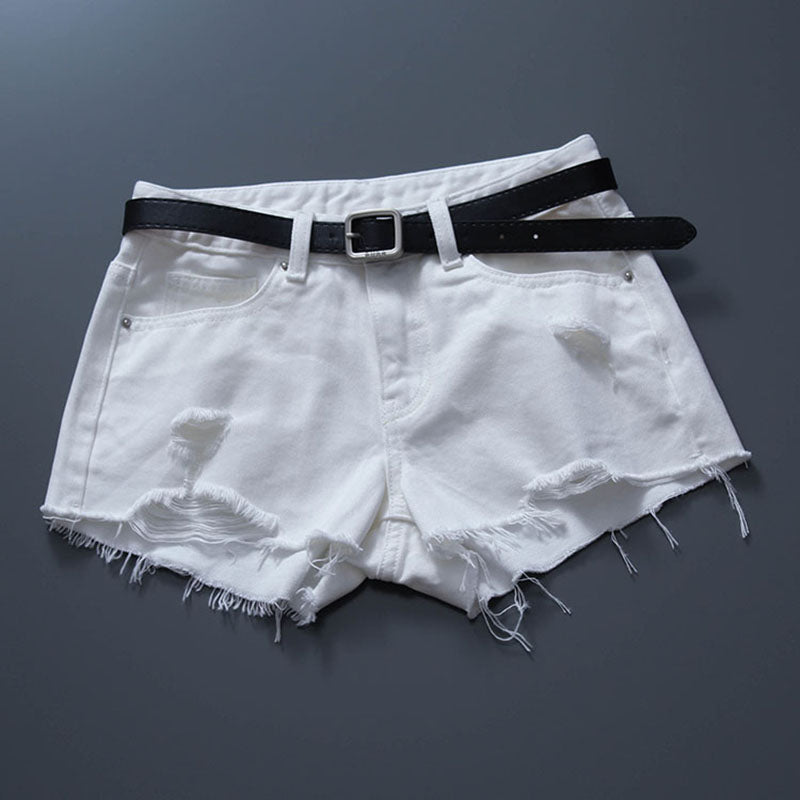 Hong Kong Fashion Brand Tassels Slim-Fit Slim Looking Denim Shorts