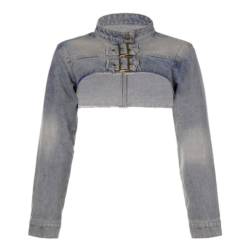 Weekeep Sexy Ultra Curto Niche Estilo Denim Colete