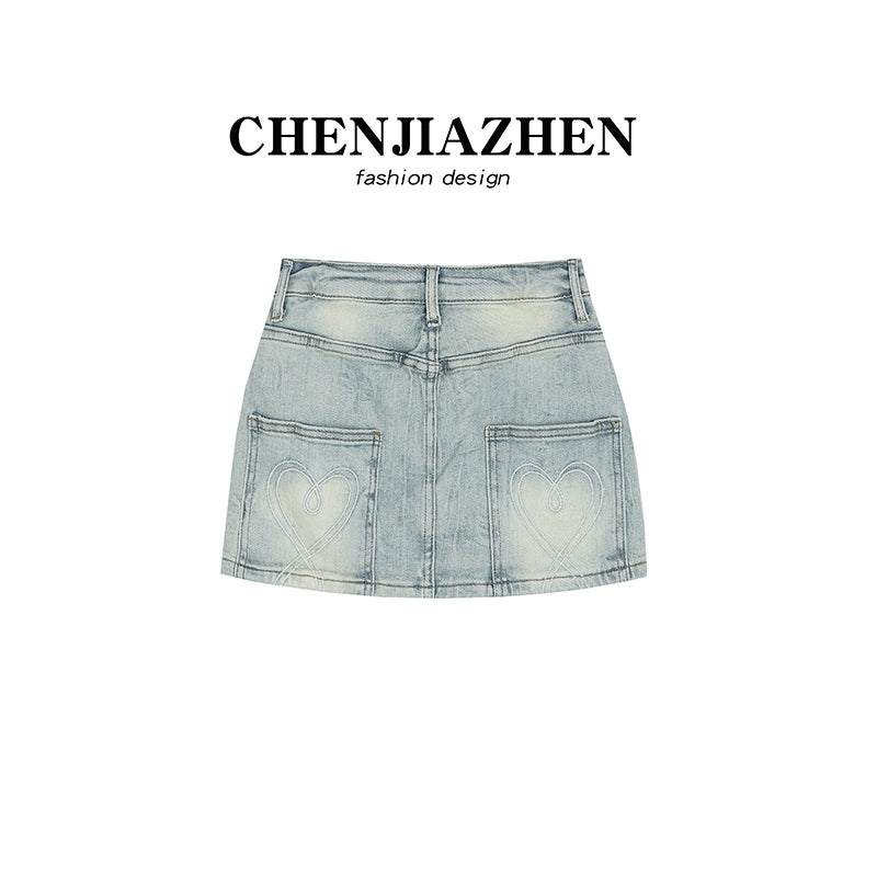 American Sexy Spring and Summer Stretch Tight Denim Skirt