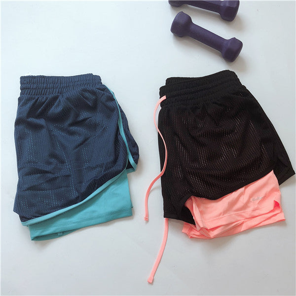 Cabbage Price Female Double Layer Fashion Tape Workout Shorts