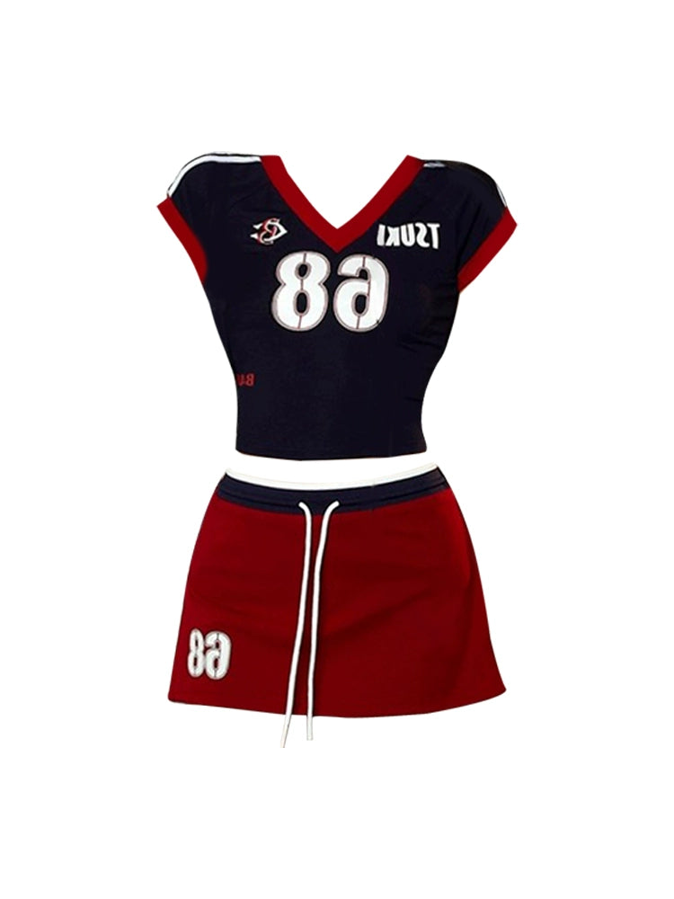 In Stock American Retro Women's Summer Jersey Sports Suit