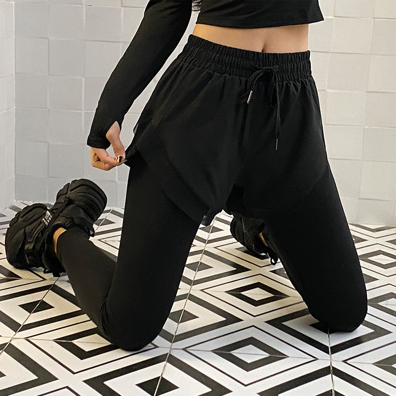 Sports Pants Female Fall and Winter New Arrival Quick-Drying Loose Workout Pants Autumn Winter False-Two-Piece Pants Women's Tight Stretch Yoga Pants