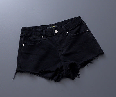 Hong Kong Fashion Brand Tassels Slim-Fit Slim Looking Denim Shorts