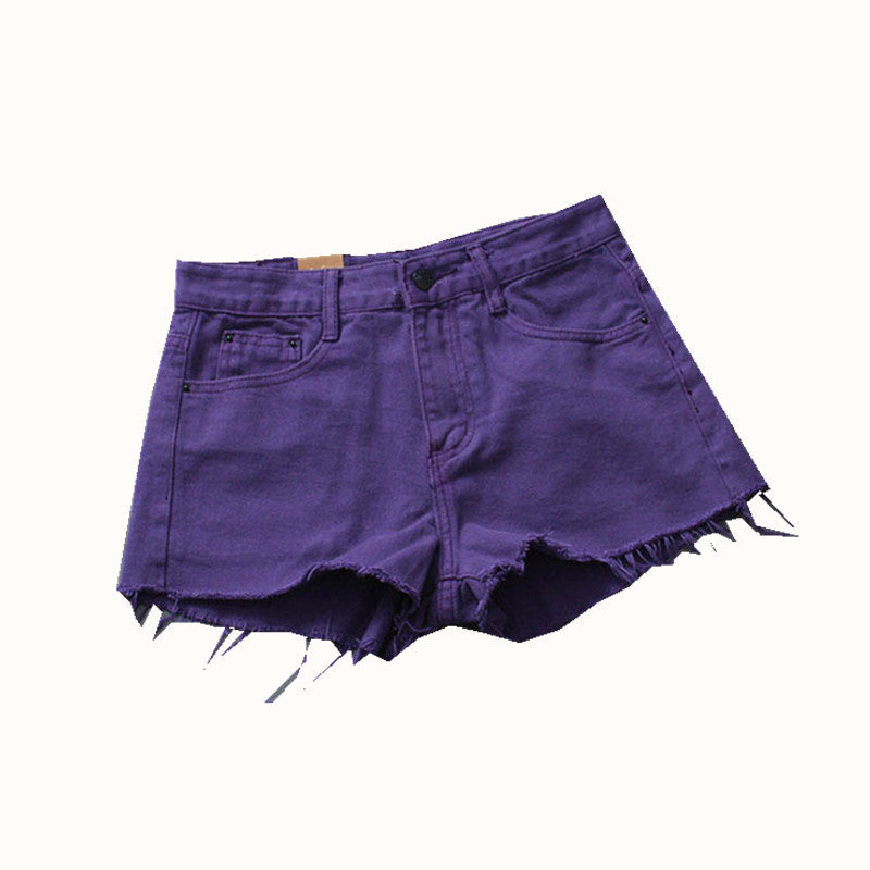 European Station Hong Kong Fashion Brand Tassel Mid-Waist Denim Shorts