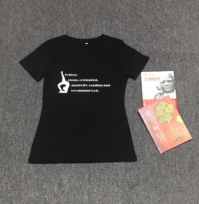 Verão Nova Chegada Iyengar Yoga Roupas Manga Curta Camiseta Top Feminino Silm Fino Algodão Elástico Alto Absorção de Transpiração Propriedade Boa