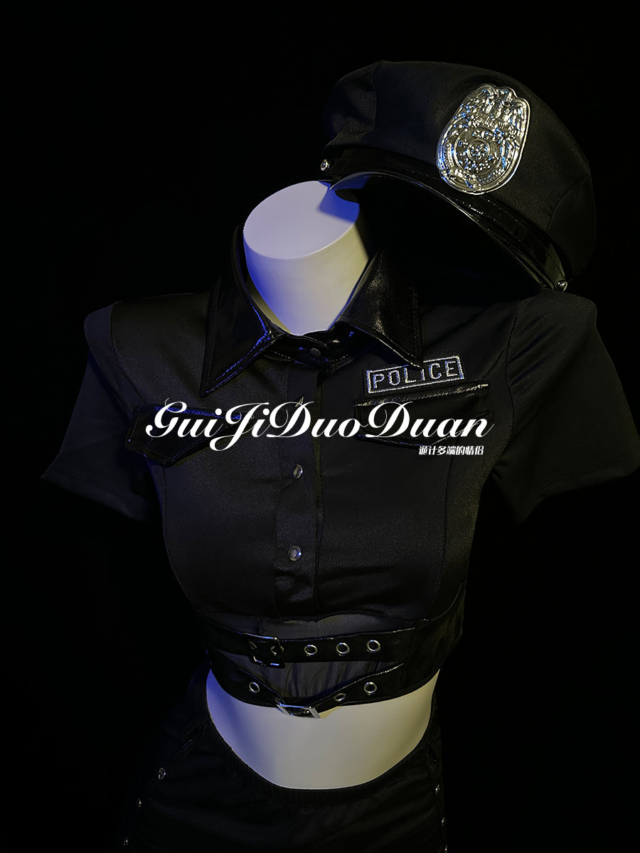 GJ Trick "Bad Police Woman" Sexy Qqny Policewoman Uniform Suit Cos Costume Business Wear Sexy Night Dress