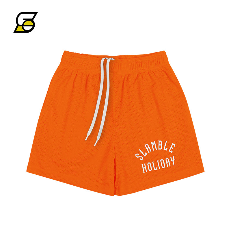 Slamble Summer Holiday Double-Layer Mesh American Shorts Men's Quick-Drying Breathable Basketball Sports Pants Cropped Pants