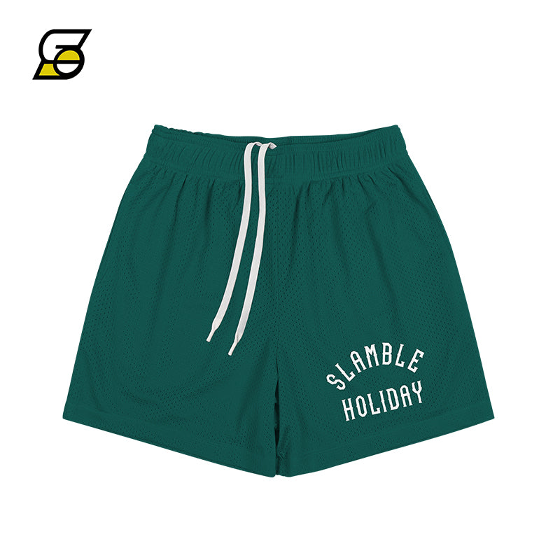 Slamble Summer Holiday Double-Layer Mesh American Shorts Men's Quick-Drying Breathable Basketball Sports Pants Cropped Pants