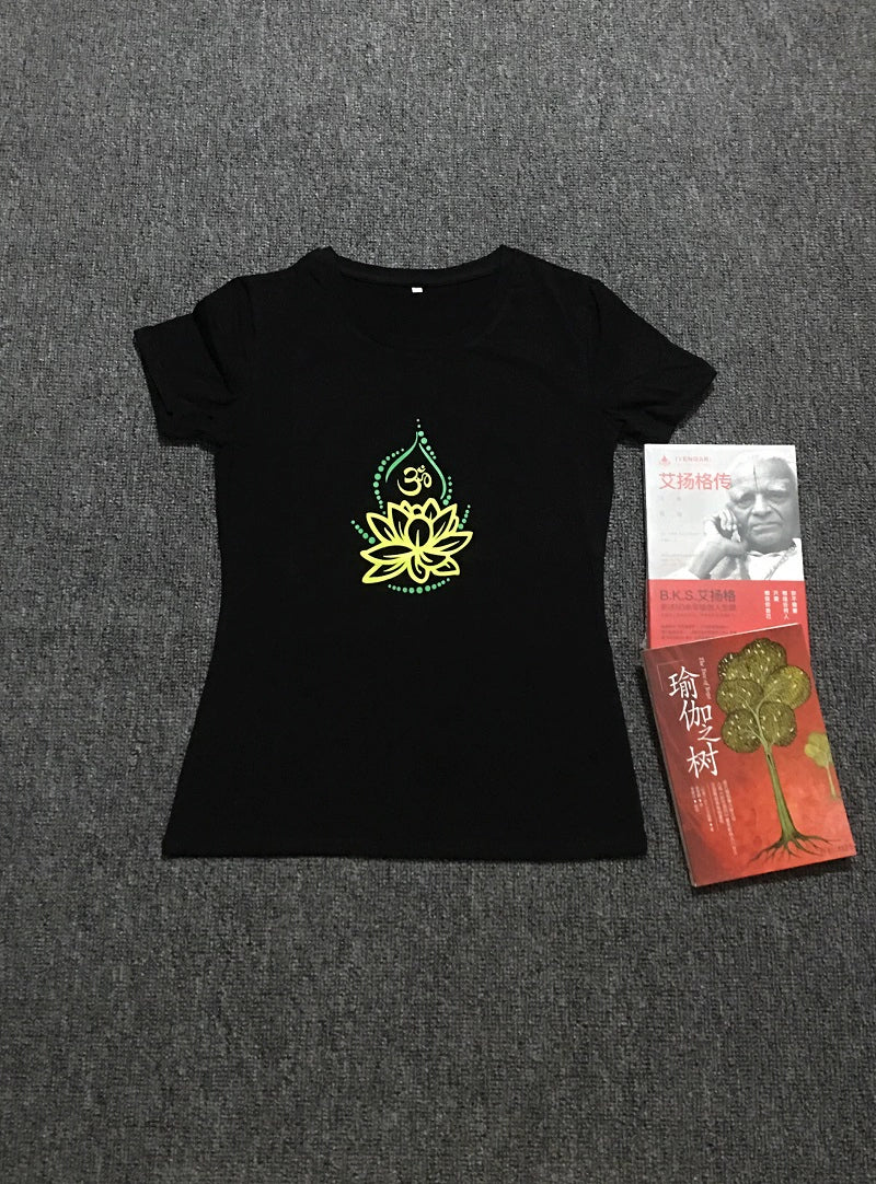 Verão Nova Chegada Iyengar Yoga Roupas Manga Curta Camiseta Top Feminino Silm Fino Algodão Elástico Alto Absorção de Transpiração Propriedade Boa