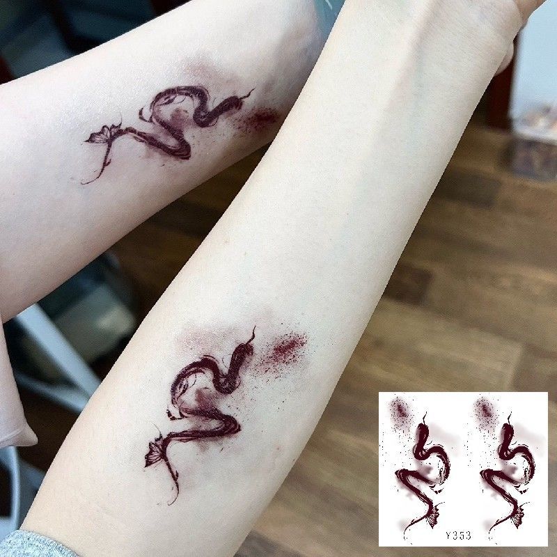 Round Snake Continuous Color Tattoo Sticker Ins Snake Sweet Cool Sexy Pure Desire Belly Leg