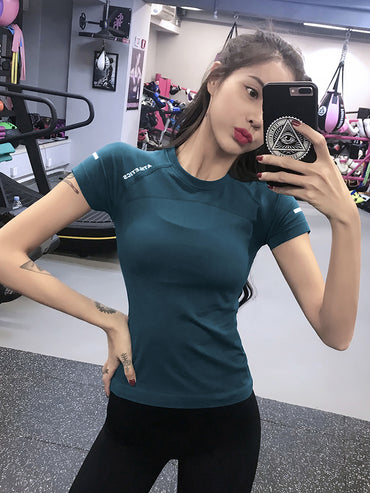 Paiduo Skinny Slimming Sports Manga Curta Primavera e Verão Fino Elástico Respirável Top de Treino Mais Fácil de Combinar Corrida Roupas de Yoga Femininas