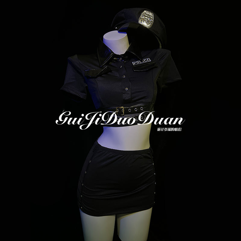 GJ Trick "Bad Police Woman" Sexy Qqny Policewoman Uniform Suit Cos Costume Business Wear Sexy Night Dress