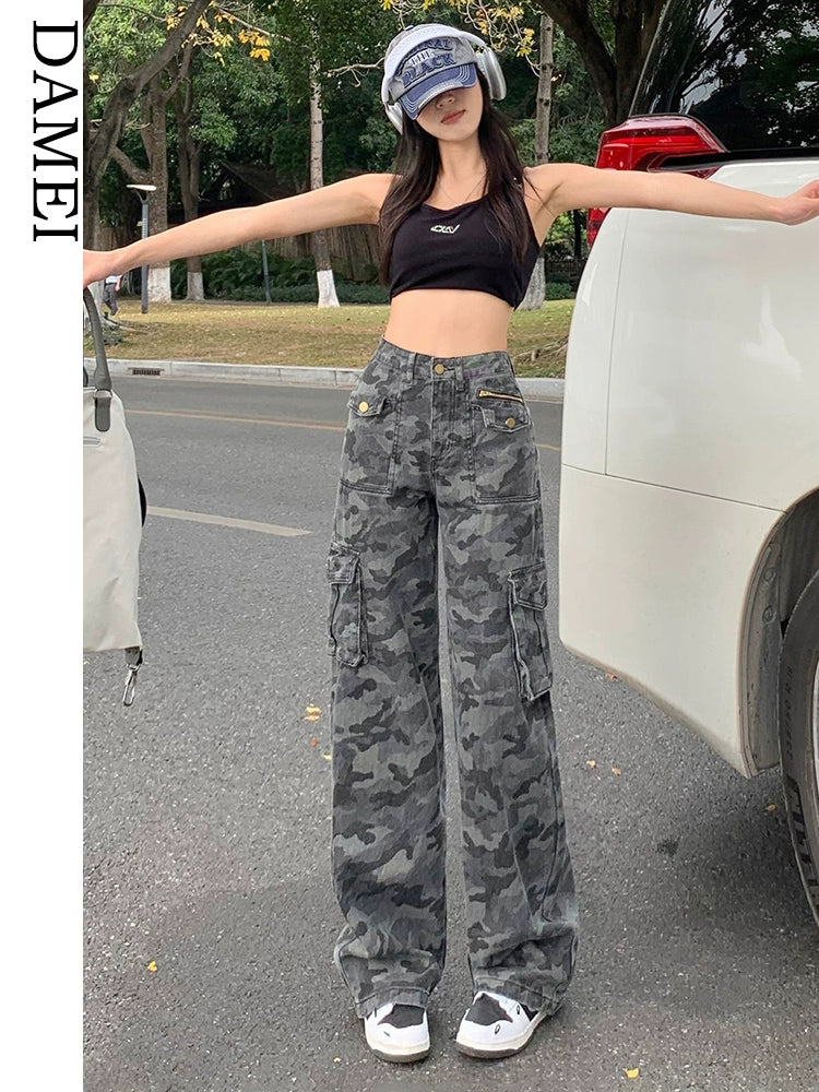 American Denim Camouflage Clothing Retro Hiphop Cargo Pants