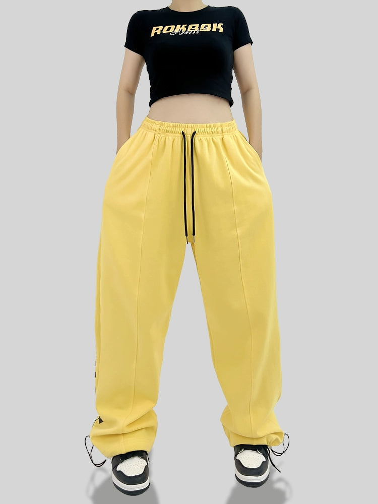 ROKBBK-K/Rokbbk-K Goose Yellow Hip Hop Sports Calças Jazz Calças Jazz para Mulheres Roupa Solta