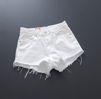 European Station Hong Kong Fashion Brand Tassel Mid-Waist Denim Shorts