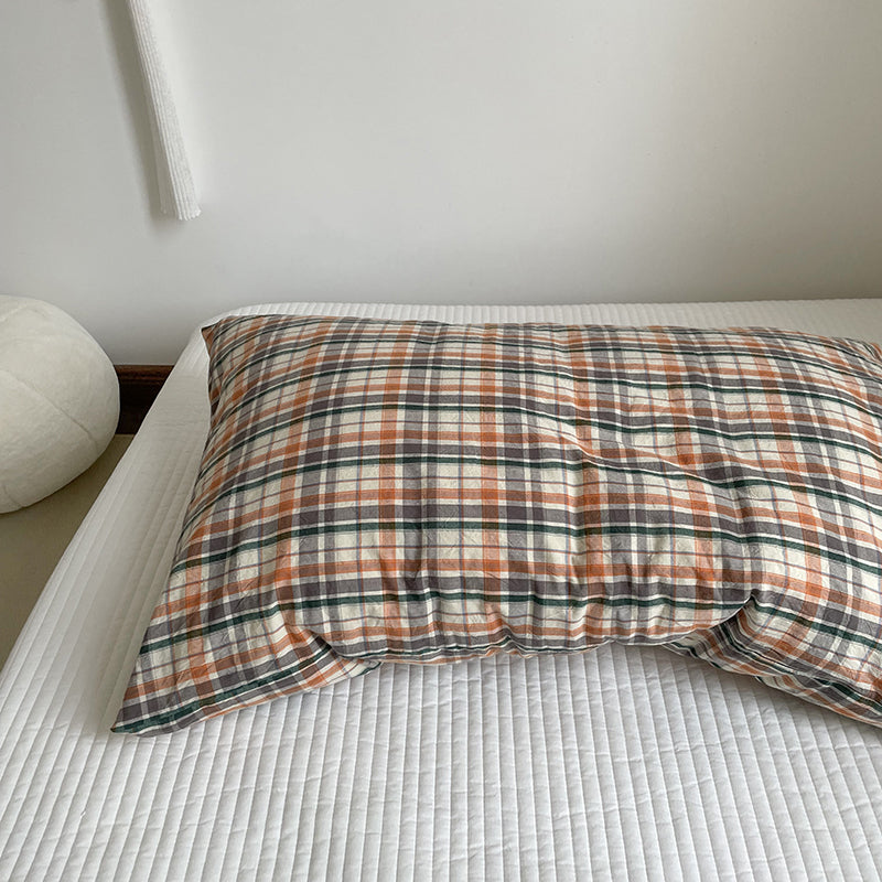 Dark Stain-Resistant Pillowcase Cotton Stripes Gingham Boys Pillowcase 48*74 Pure Cotton Student Dormitory Pillowcase