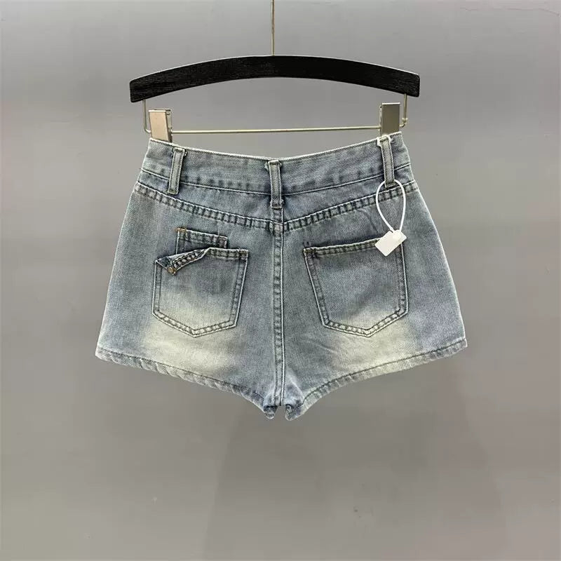 Summer Light Blue Sexy A- line Sheath Denim Skirt