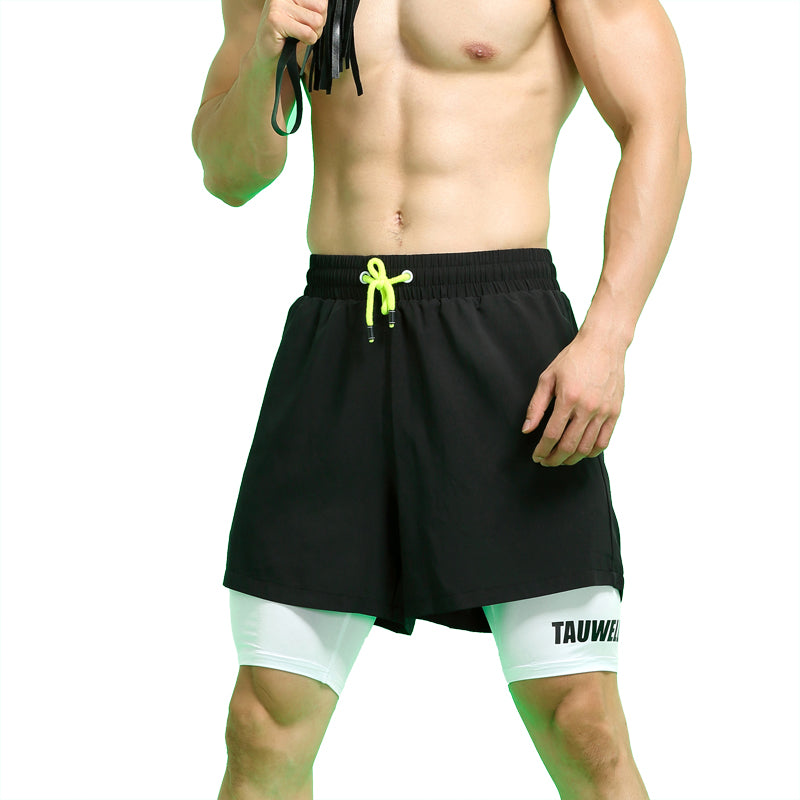 Lightweight Double-Layer Men's Fake Two-Piece Workout Shorts