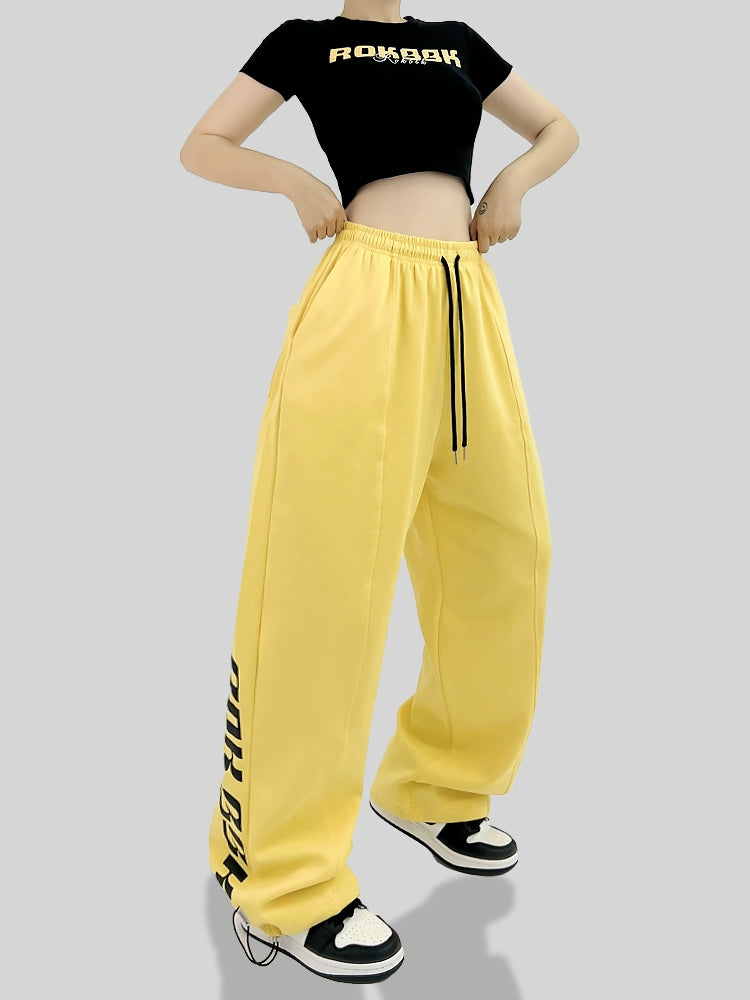 ROKBBK-K/Rokbbk-K Goose Yellow Hip Hop Sports Calças Jazz Calças Jazz para Mulheres Roupa Solta