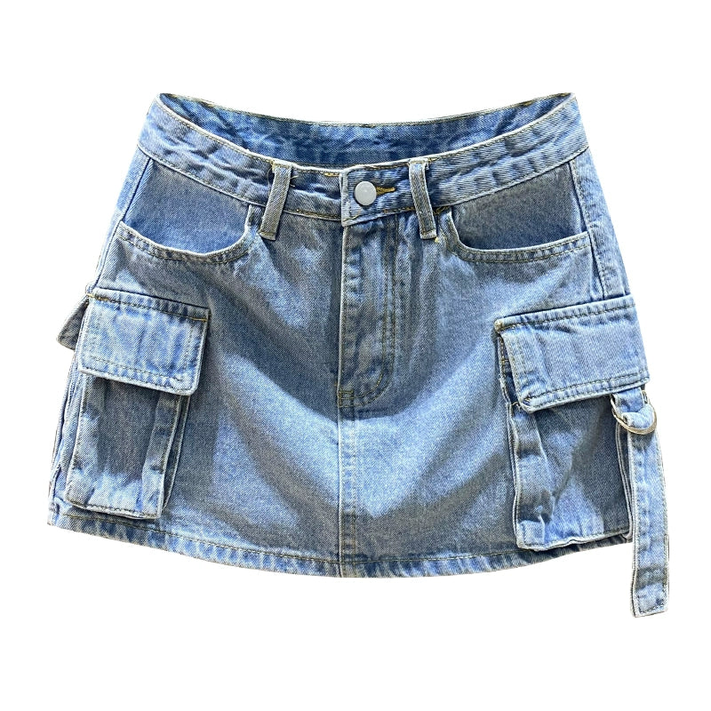 Korean Style Summer Workwear Pocket Ins Denim Skirt