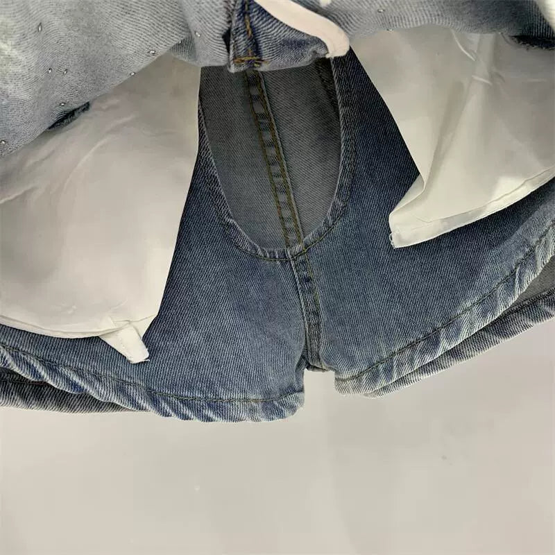 Saia jeans sexy azul claro verão linha A