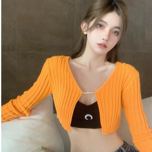 Internet Famous Sexy Hot Girl Camisole Knitted Cardigan