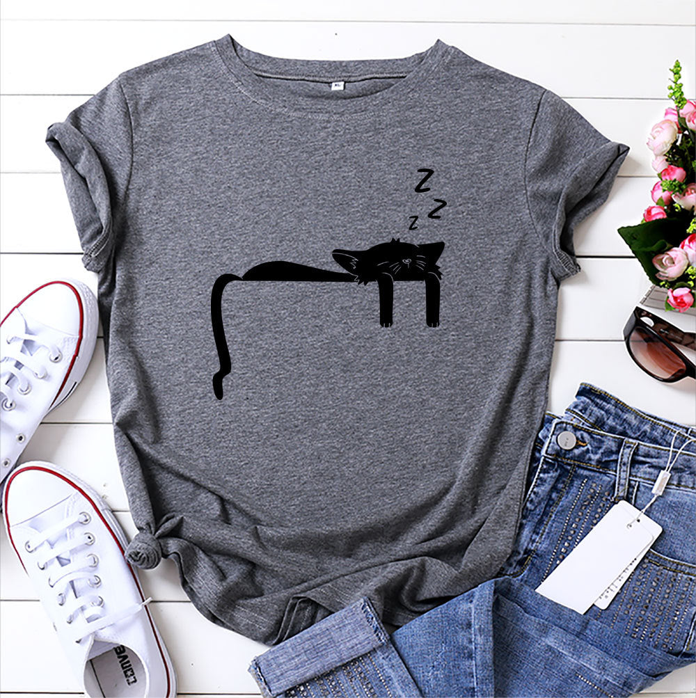 Women's Thin Print Casual plus Size Short Sleeve T-shirt