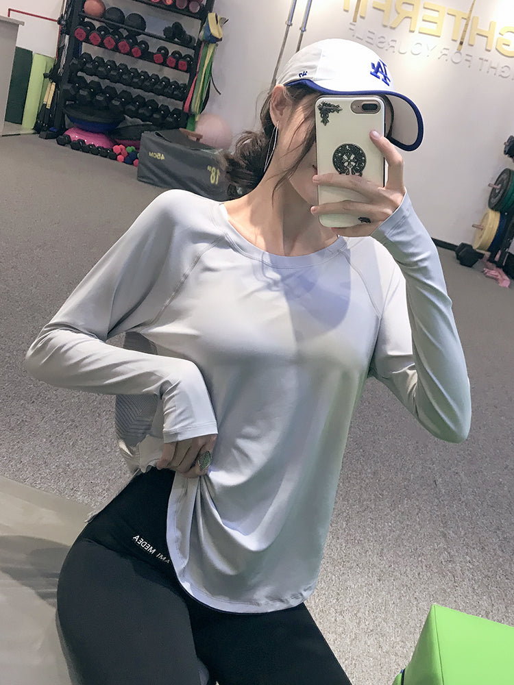 Fitness Girl Yoga Clothes Beauty Back Long Sleeves Sports Tops