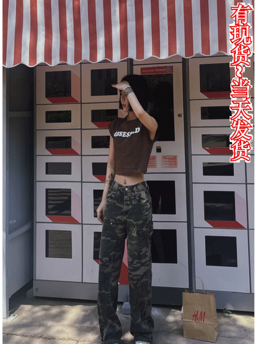 Camouflage Retro Hiphop Casual Street Overalls