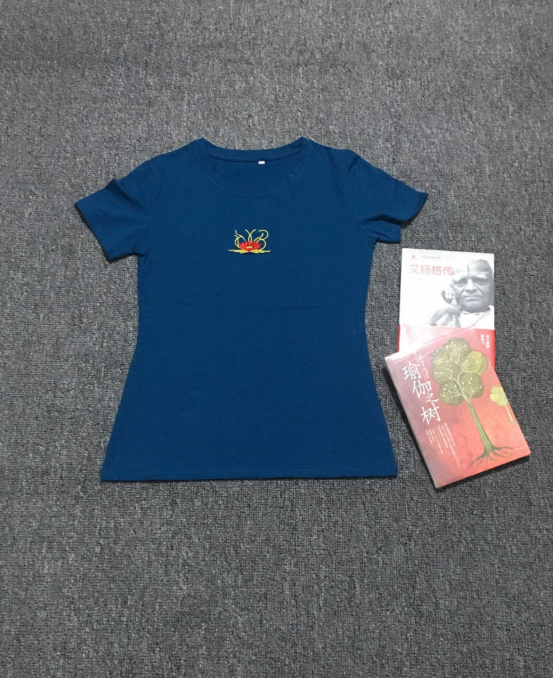 Verão Nova Chegada Iyengar Yoga Roupas Manga Curta Camiseta Top Feminino Silm Fino Algodão Elástico Alto Absorção de Transpiração Propriedade Boa