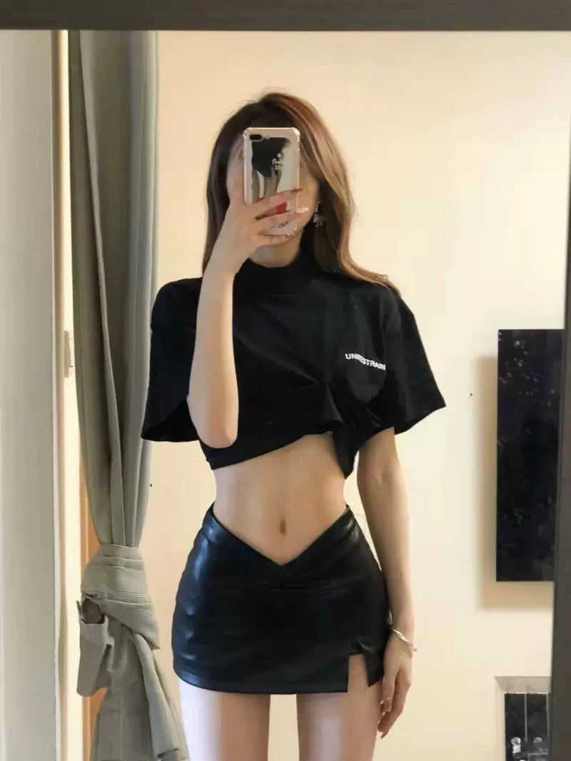 Retro Sexy Midriff Outfit Split Inner Sheath Short Culottes