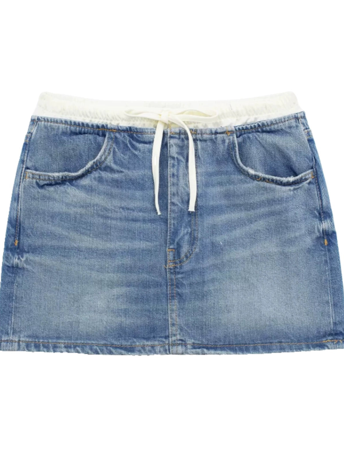 Fashion Kaslead Women's Casual Patchwork Denim Skirt