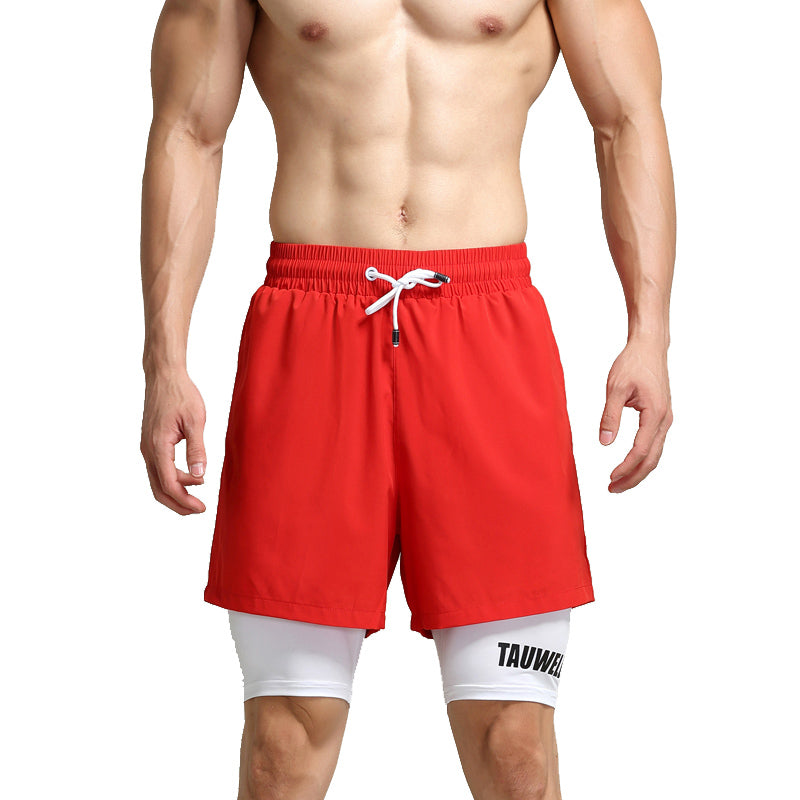 Lightweight Double-Layer Men's Fake Two-Piece Workout Shorts