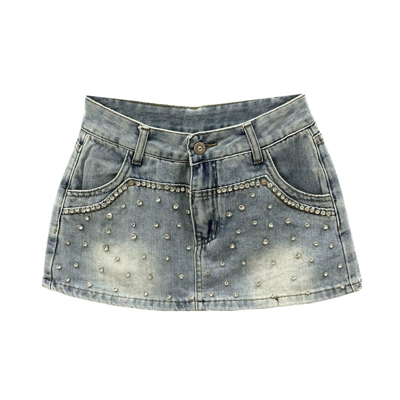 Summer Light Blue Sexy A- line Sheath Denim Skirt