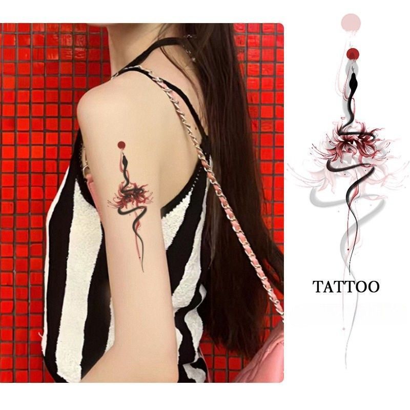 Round Snake Continuous Color Tattoo Sticker Ins Snake Sweet Cool Sexy Pure Desire Belly Leg