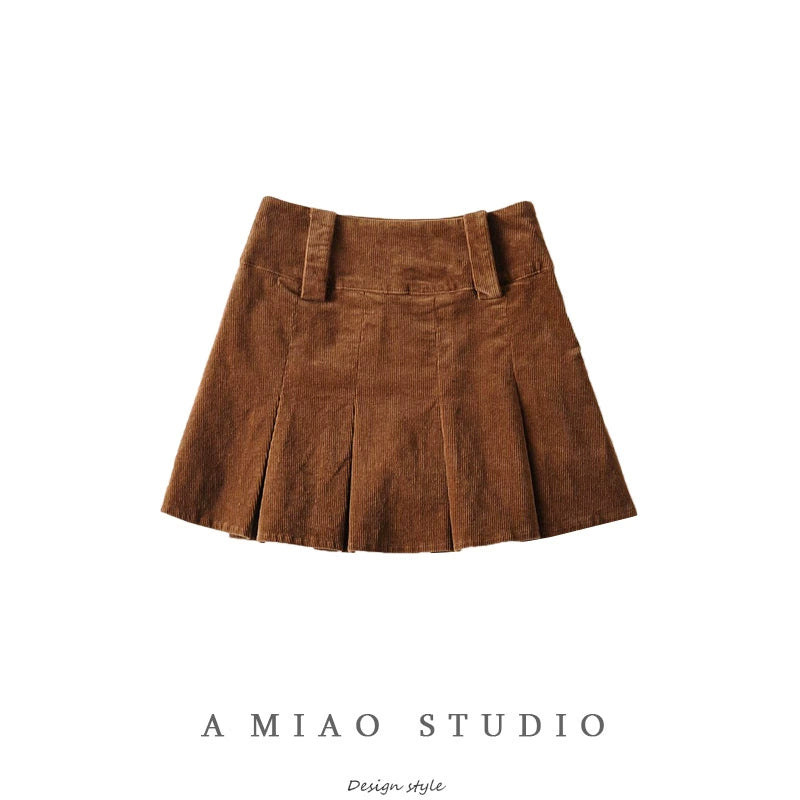 American Retro Fashion Tape Fall and Winter Corduroy Skirt