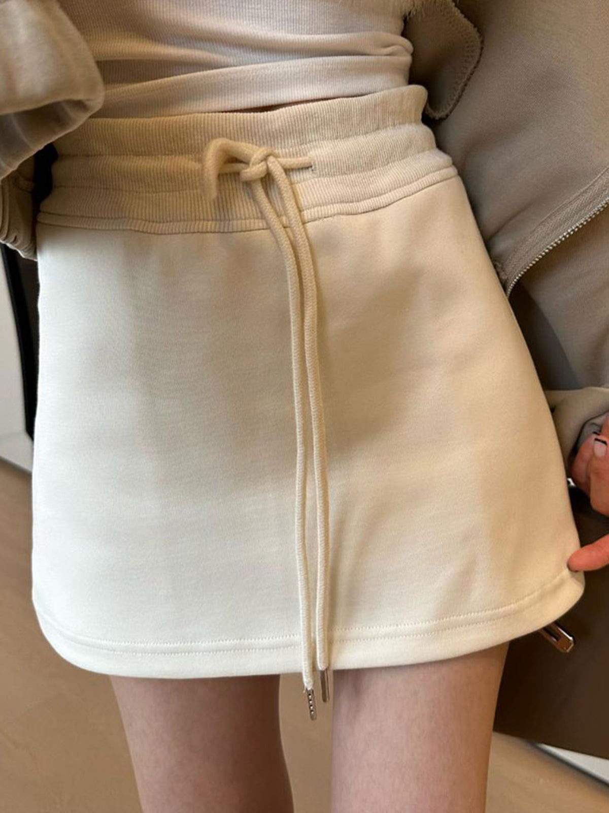 2024 Summer Wear New Arrival Drawstring Sweatshirt Cotton A- line Skirt Women's Casual Sports Skirt (Containing Safety Pants)